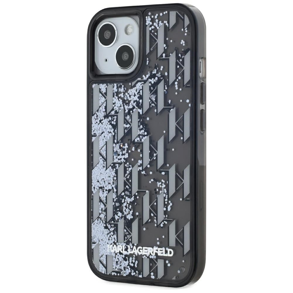 Cover til Apple iPhone 15, Karl Lagerfeld, Liquid Glitter Monogram, Sort
