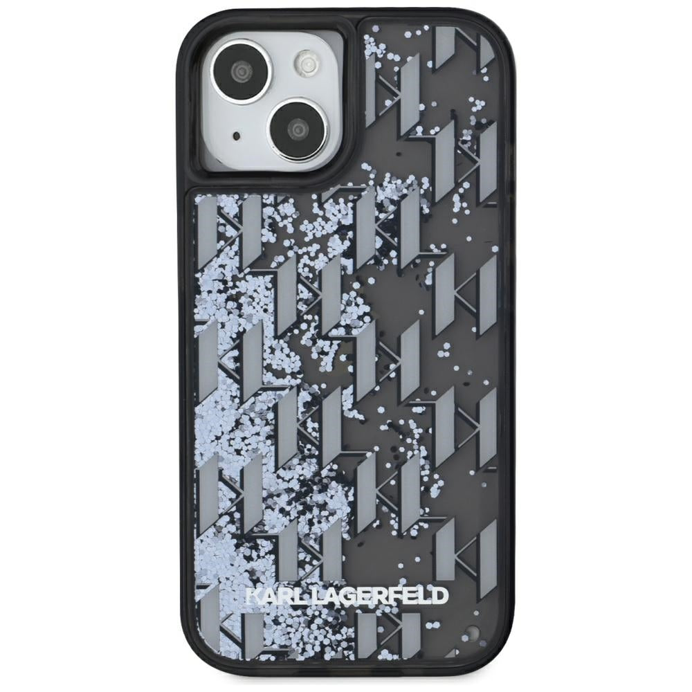 Cover til Apple iPhone 15, Karl Lagerfeld, Liquid Glitter Monogram, Sort