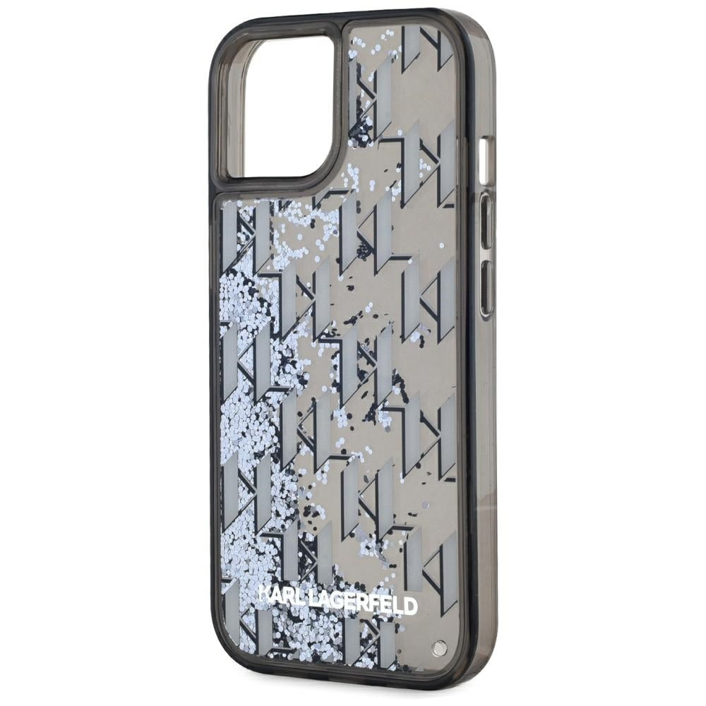 Cover til Apple iPhone 15, Karl Lagerfeld, Liquid Glitter Monogram, Sort