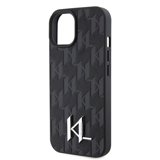 Etui til Apple iPhone 15, Karl Lagerfeld, Monogram Hot Stamp Metal Logo, Sort