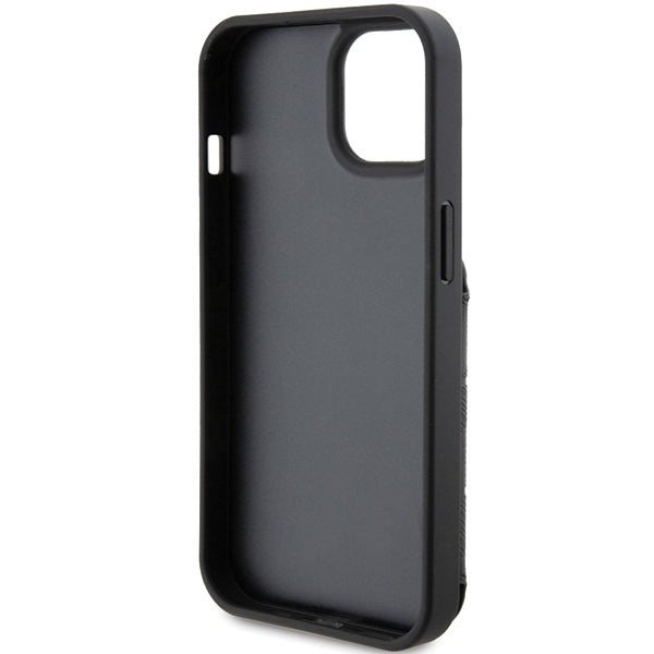 Etui til Apple iPhone 15, Karl Lagerfeld, Saffiano Cardslots and Stand Monogram Ikonik Karl, Sort