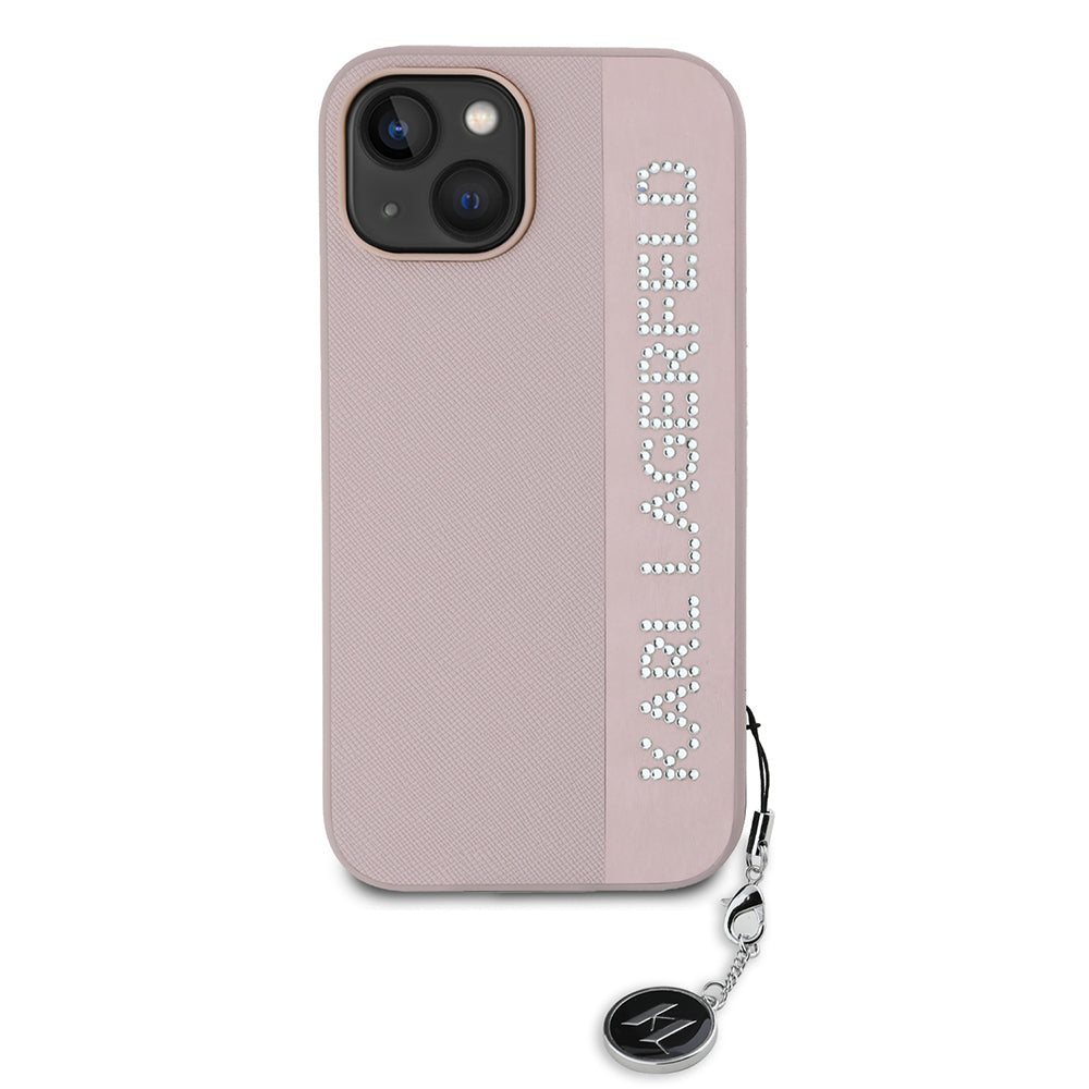 Etui til Apple iPhone 15, Karl Lagerfeld, Saffiano Rhinestones & Charm, Pink