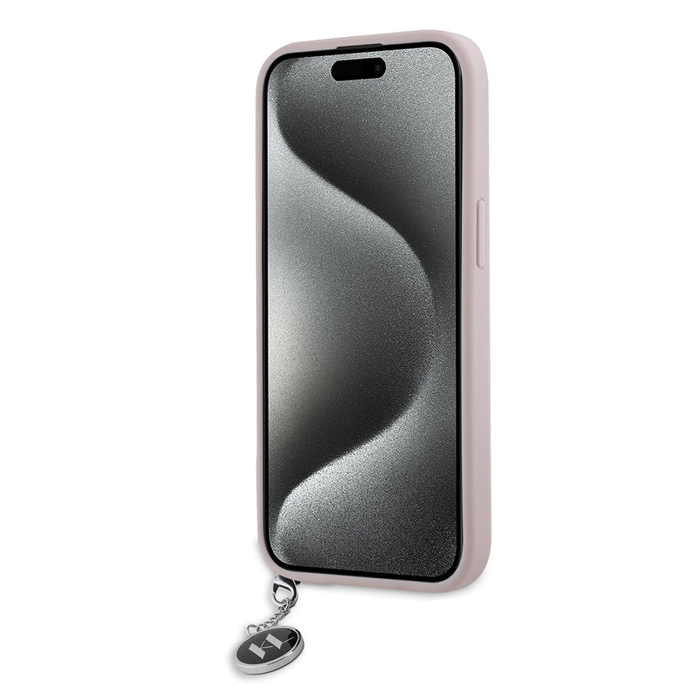 Etui til Apple iPhone 15, Karl Lagerfeld, Saffiano Rhinestones & Charm, Pink