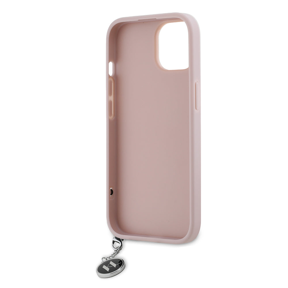 Etui til Apple iPhone 15, Karl Lagerfeld, Saffiano Rhinestones & Charm, Pink