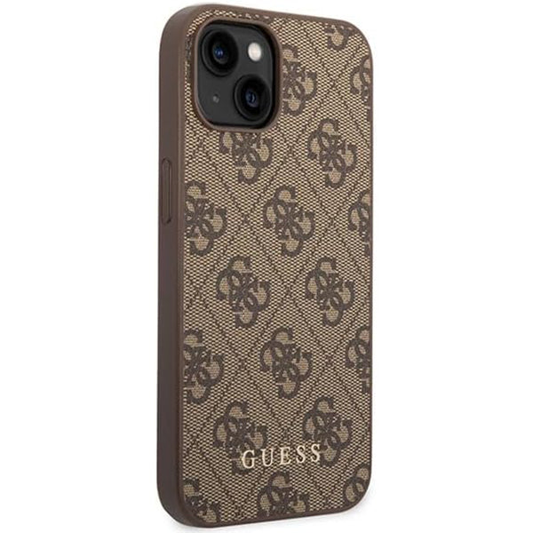Etui til Apple iPhone 15 Plus, Guess, 4G Metal Gold Logo, Brun