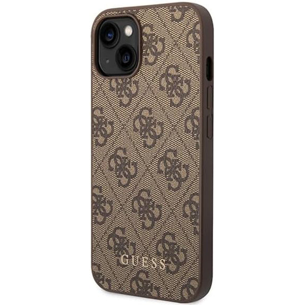 Etui til Apple iPhone 15 Plus, Guess, 4G Metal Gold Logo, Brun