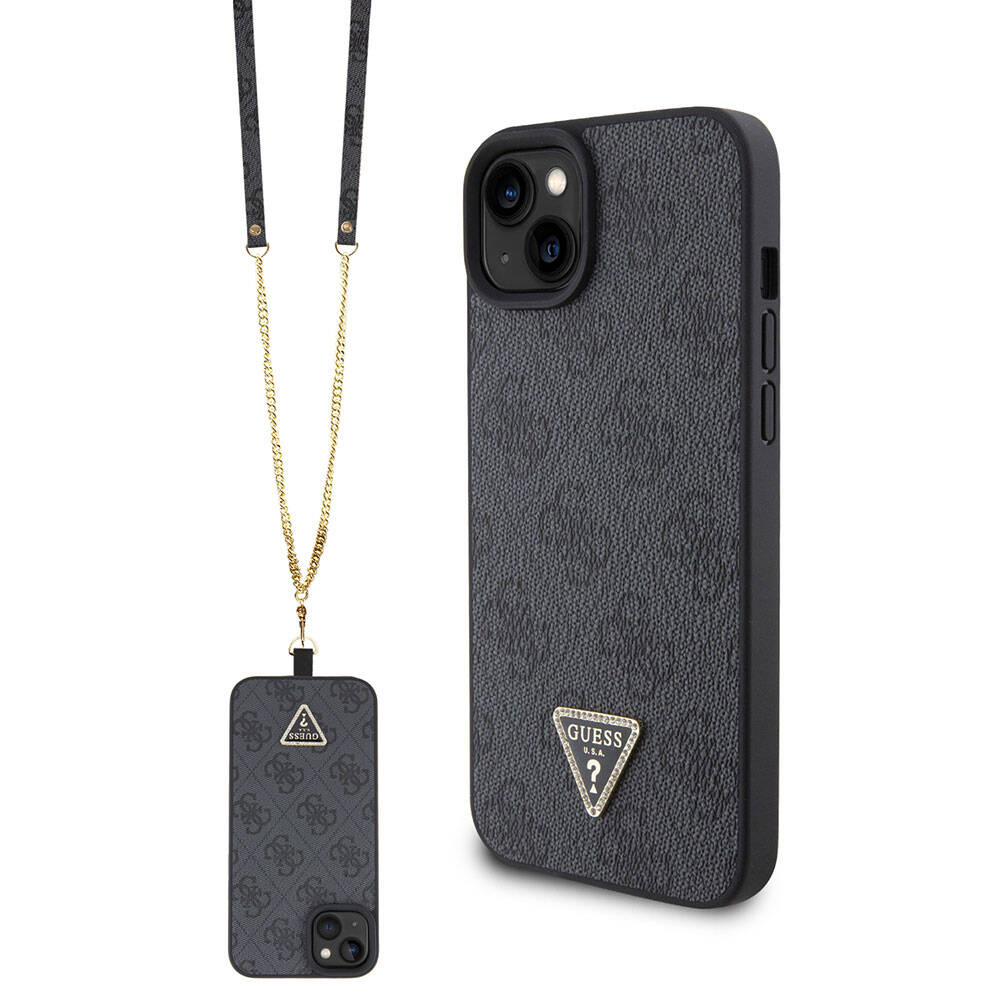 Etui til Apple iPhone 15 Plus, Guess, Crossbody 4G Metal Logo, Sort
