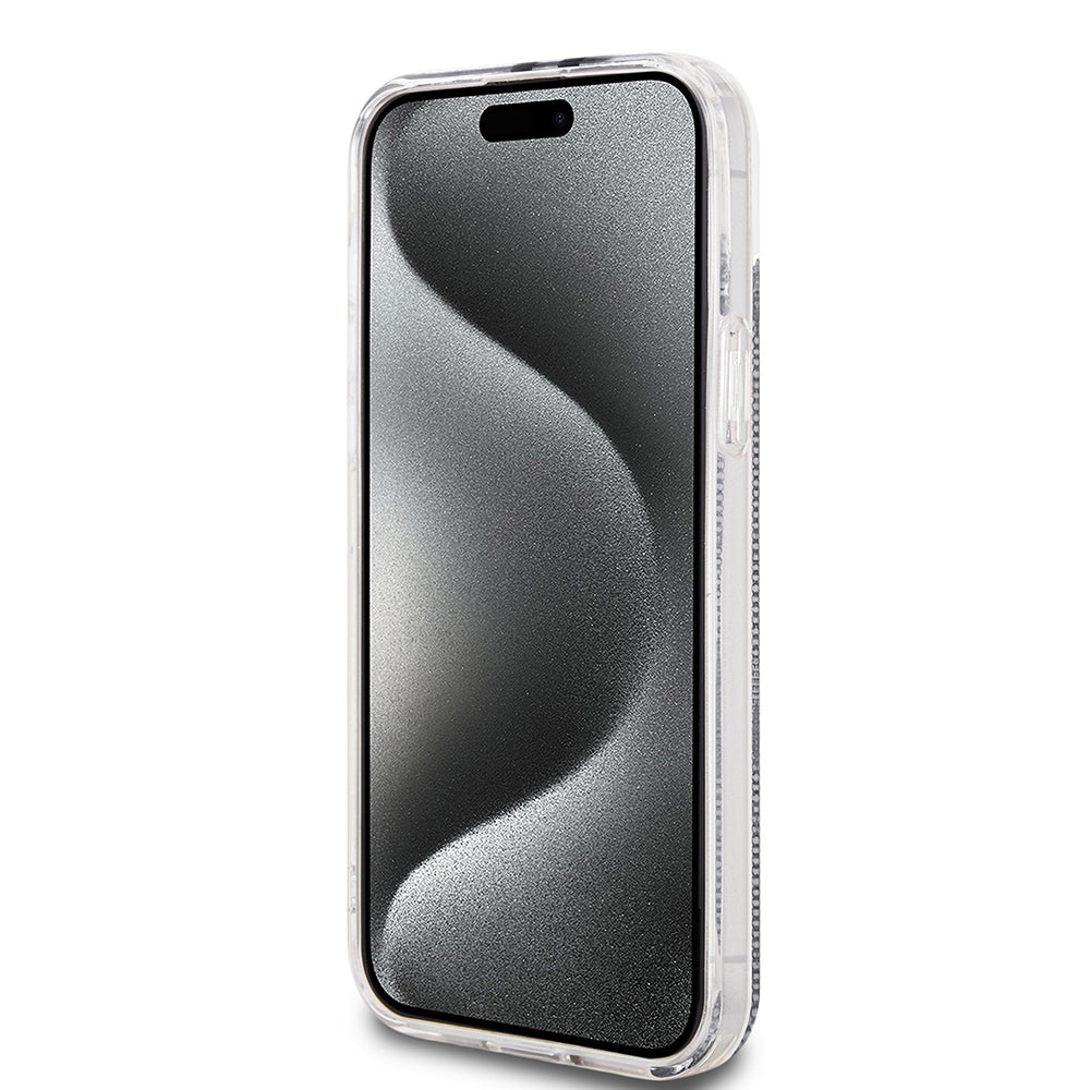 Etui til Apple iPhone 15 Plus, Guess, IML 4G Gold Stripe, Sort