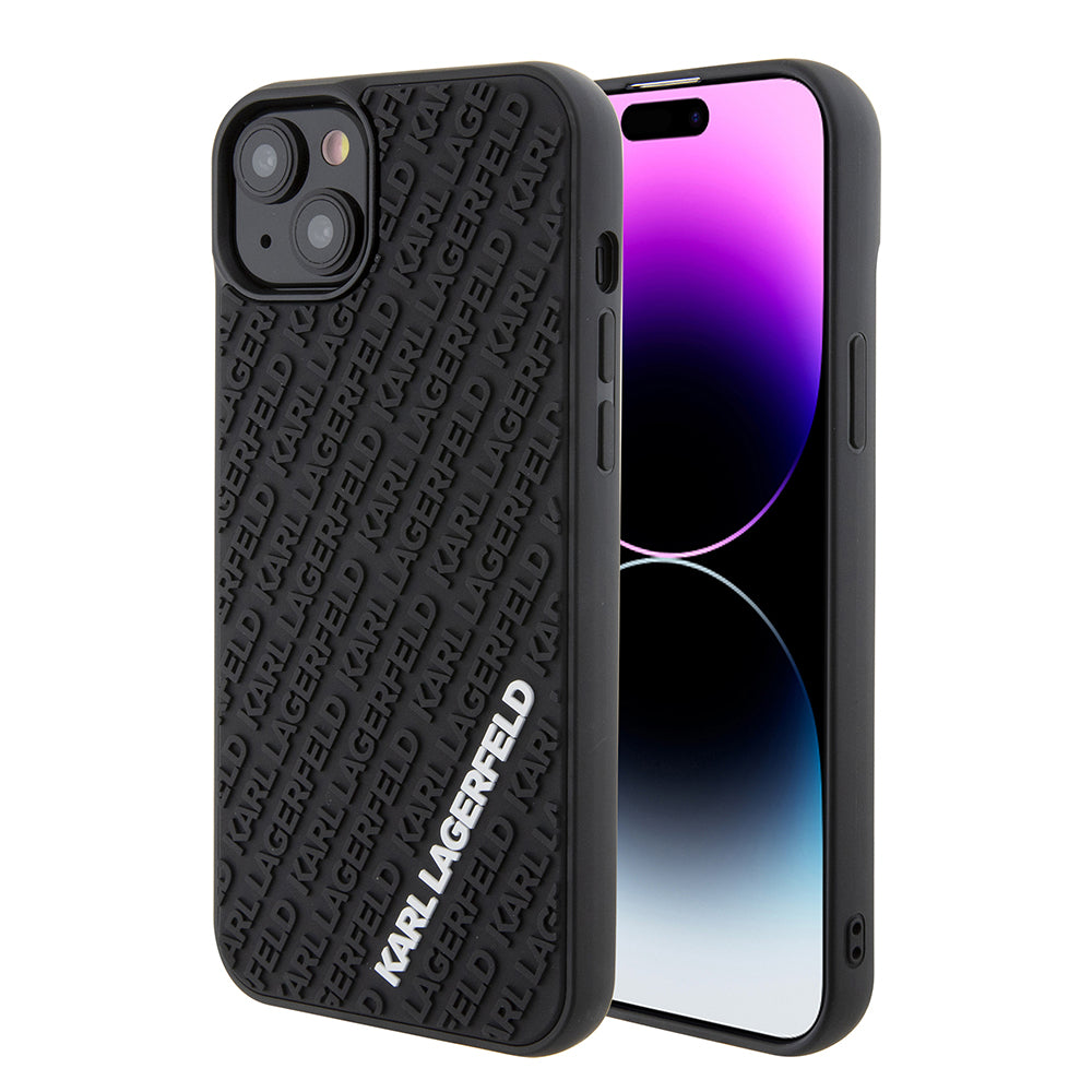 Etui til Apple iPhone 15 Plus, Karl Lagerfeld, 3D Rubber Multi Logo, Sort