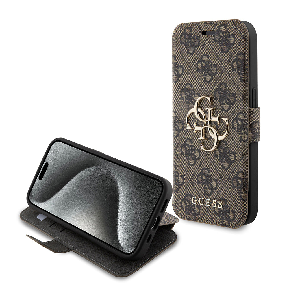 Case for Apple iPhone 15 Pro, Guess, 4G Book, Brown