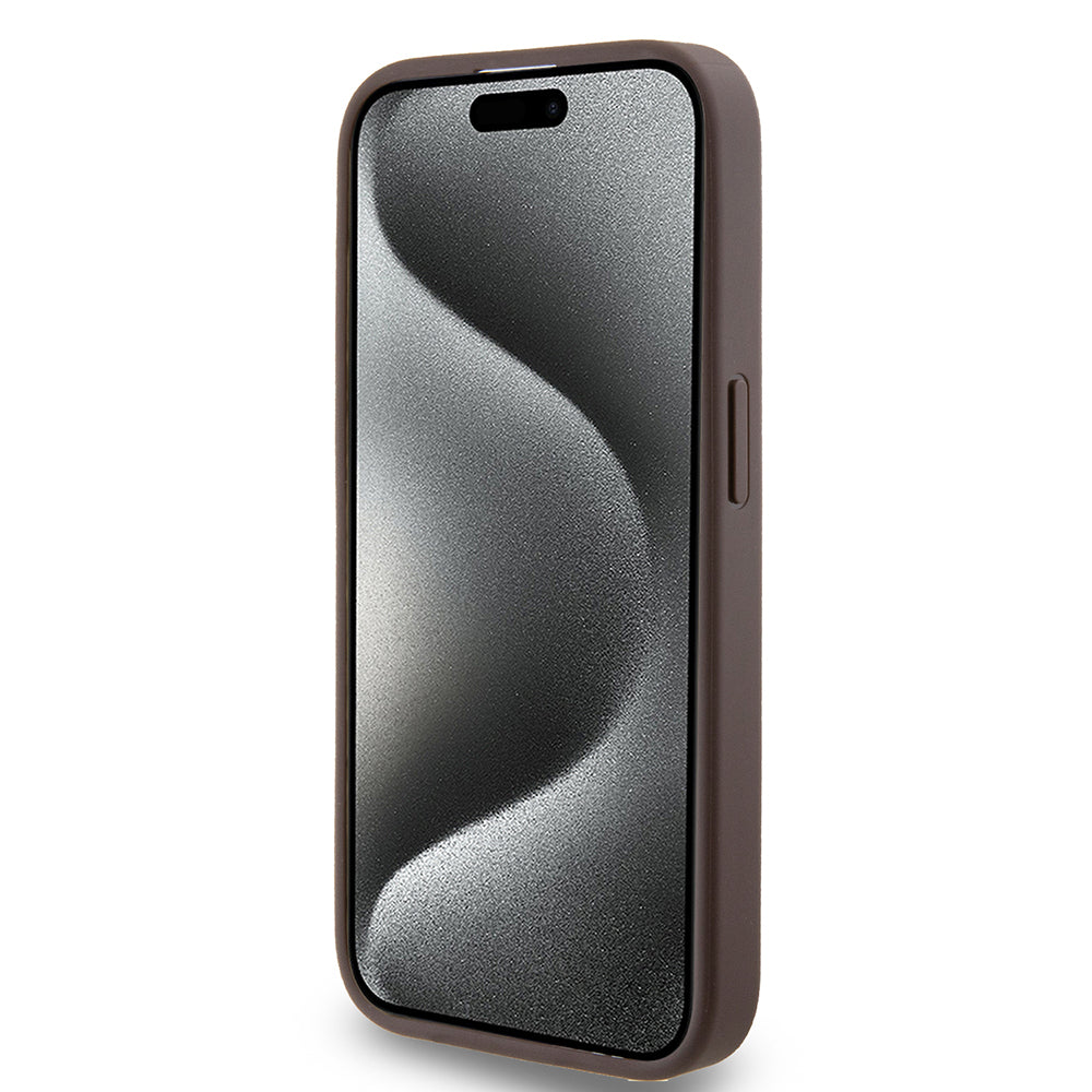 Etui til Apple iPhone 15 Pro, Guess, 4G Metal Gold Logo, Brun