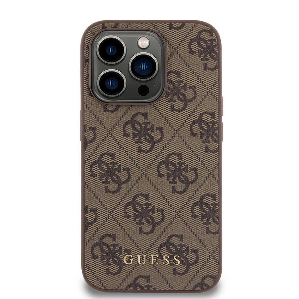 Etui til Apple iPhone 15 Pro, Guess, 4G Metal Gold Logo, Brun