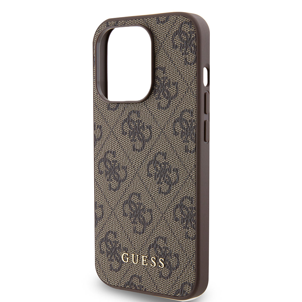Etui til Apple iPhone 15 Pro, Guess, 4G Metal Gold Logo, Brun