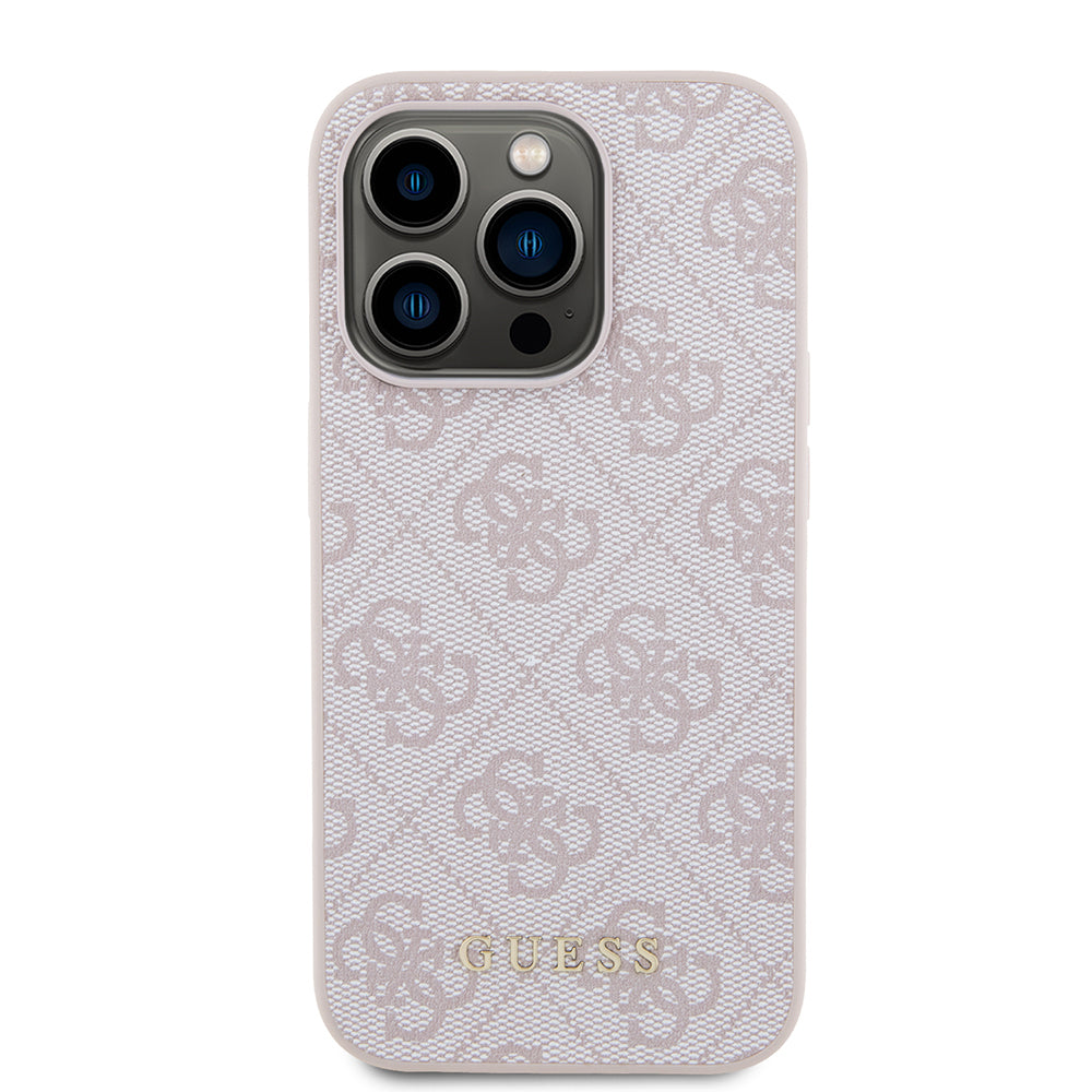 Etui til Apple iPhone 15 Pro, Guess, 4G Metal Gold Logo, Pink