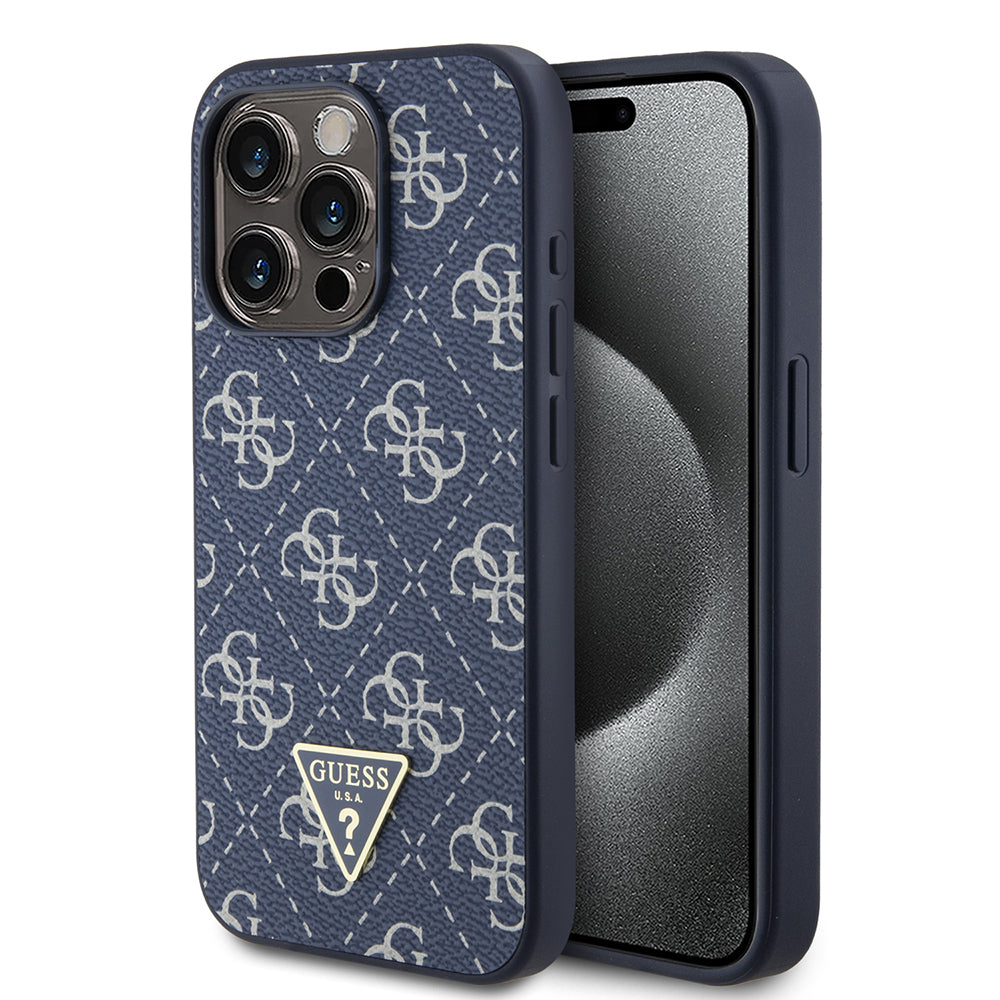 Etui til Apple iPhone 15 Pro, Guess, 4G Triangle Logo, Blå