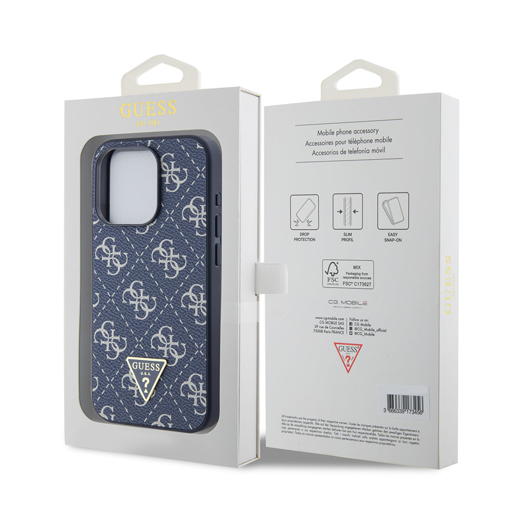 Etui til Apple iPhone 15 Pro, Guess, 4G Triangle Logo, Blå
