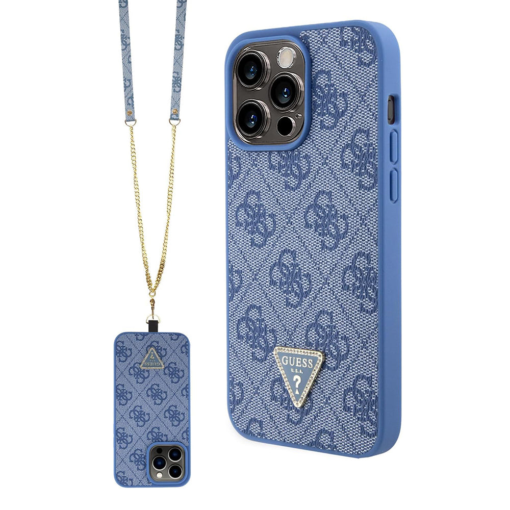 Etui til Apple iPhone 15 Pro, Guess, Crossbody 4G Metal Logo, Blå