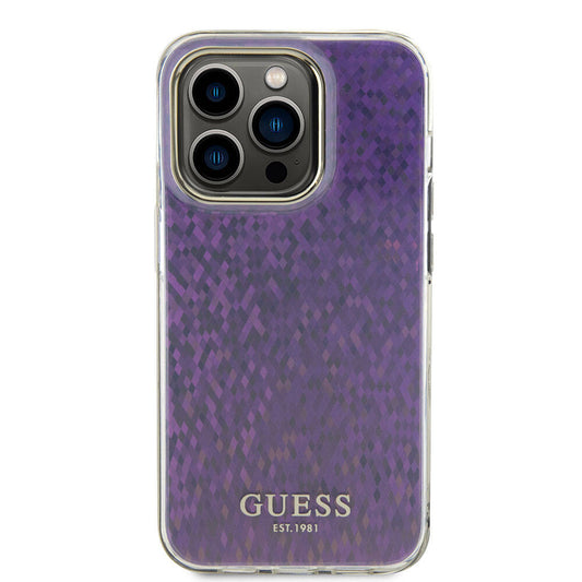 Etui til Apple iPhone 15 Pro, Guess, IML Faceted Mirror Disco Iridescent, Pink