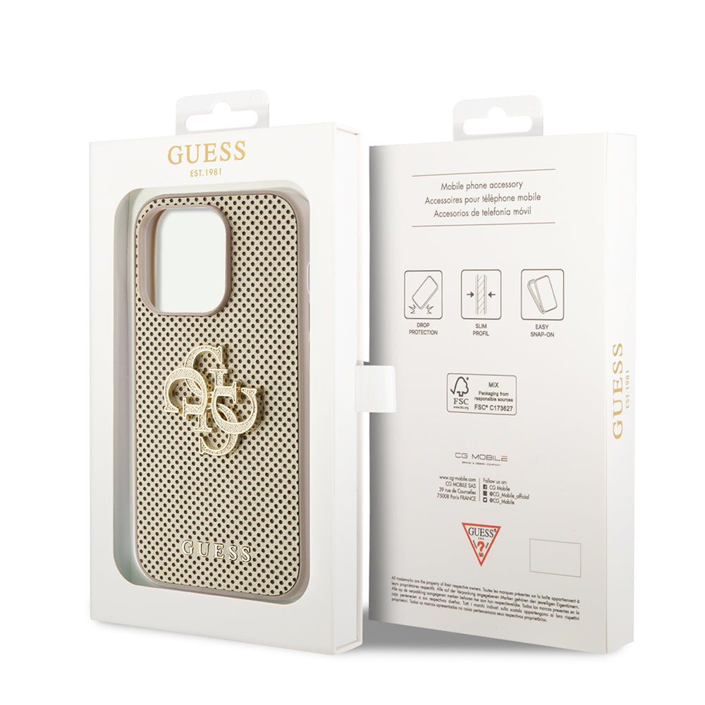 Etui til Apple iPhone 15 Pro, Guess, Perforated 4G, Gylden