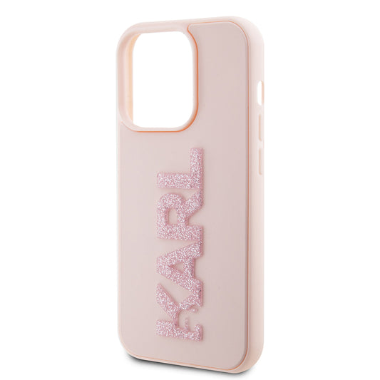 Etui til Apple iPhone 15 Pro, Karl Lagerfeld, 3D Rubber Glitter Logo Karl, Pink