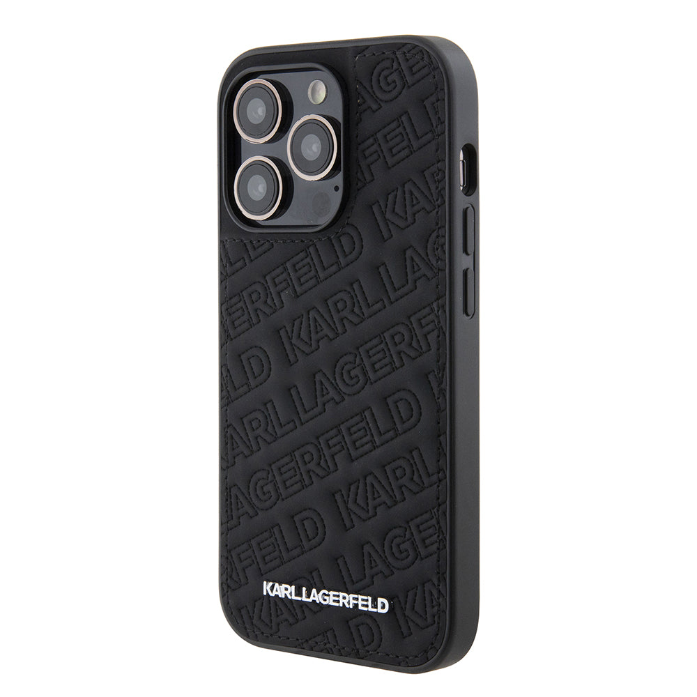 Etui til Apple iPhone 15 Pro, Karl Lagerfeld, Diagonal Quilted K Mønster, Sort