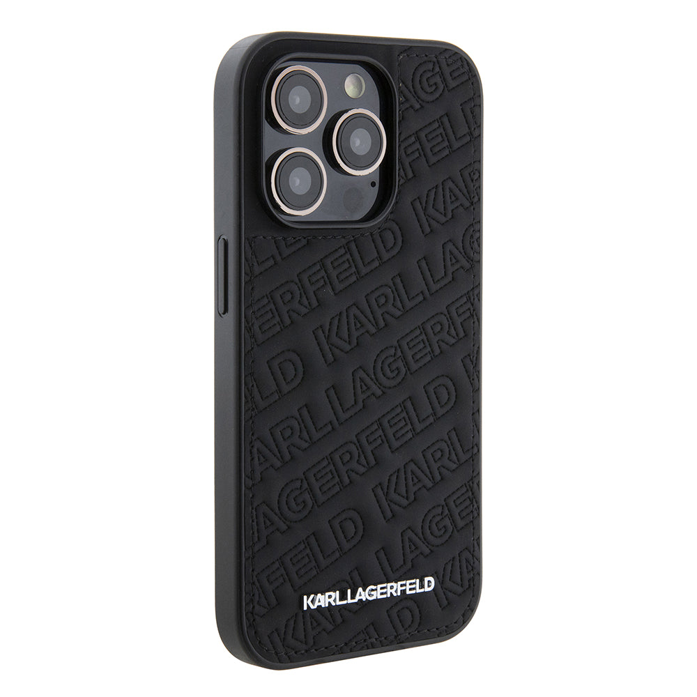 Etui til Apple iPhone 15 Pro, Karl Lagerfeld, Diagonal Quilted K Mønster, Sort