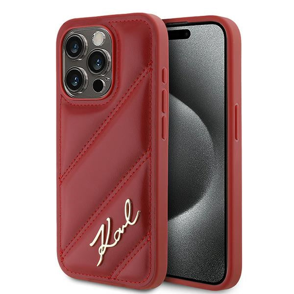 Etui til Apple iPhone 15 Pro, Karl Lagerfeld, Diagonal Quilted Script, Rosie