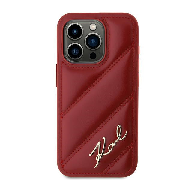 Etui til Apple iPhone 15 Pro, Karl Lagerfeld, Diagonal Quilted Script, Rosie