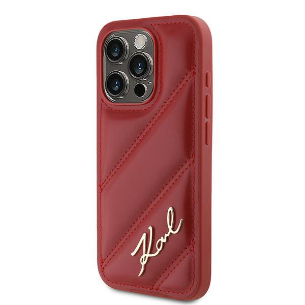 Etui til Apple iPhone 15 Pro, Karl Lagerfeld, Diagonal Quilted Script, Rosie