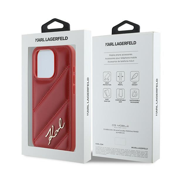 Etui til Apple iPhone 15 Pro, Karl Lagerfeld, Diagonal Quilted Script, Rosie
