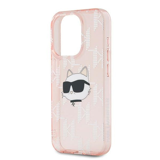 Etui til Apple iPhone 15 Pro, Karl Lagerfeld, IML Luxury Monogram Choupette's Head, Pink