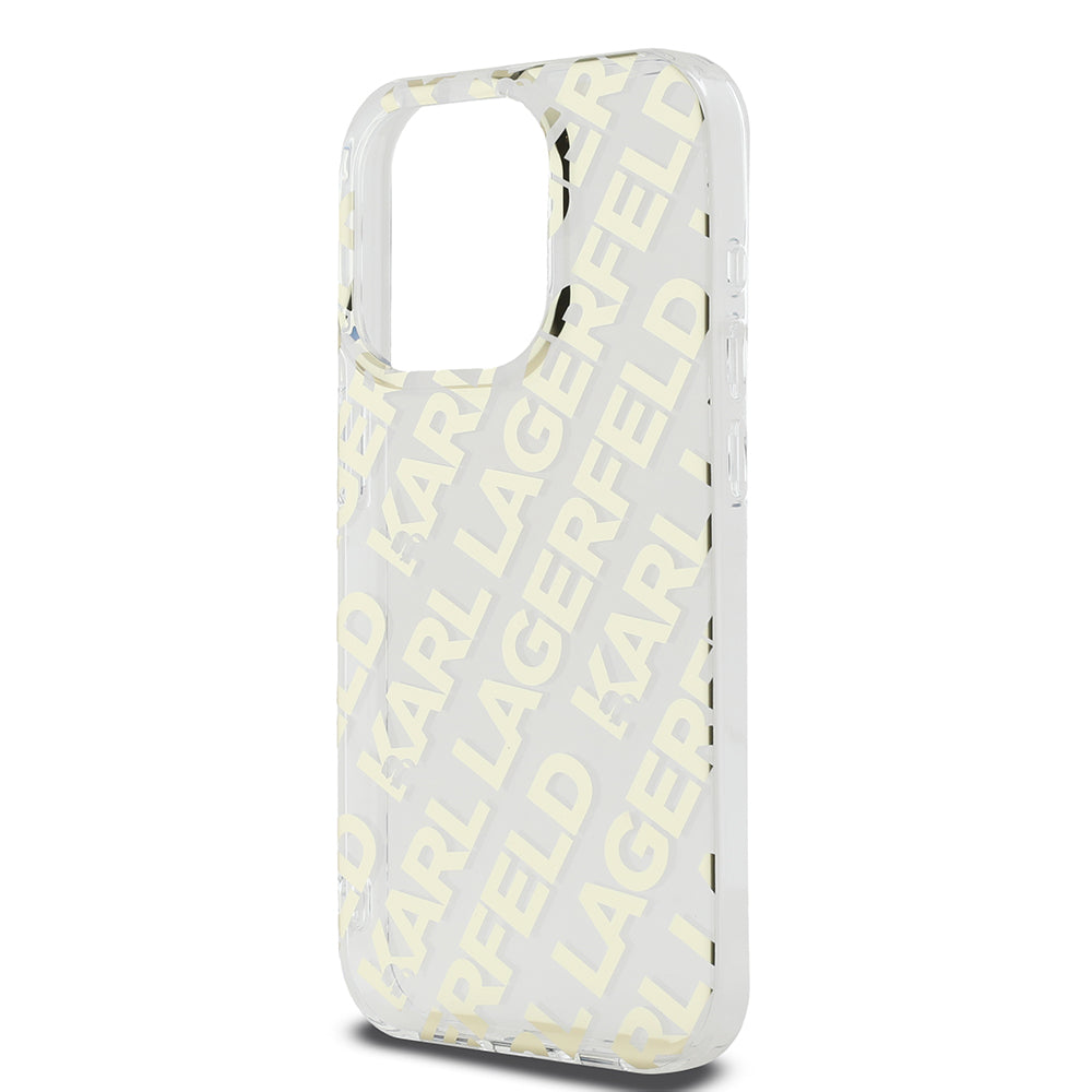 Etui til Apple iPhone 15 Pro, Karl Lagerfeld, IML Luxury Monogram KL Mønster med Strop, Sort