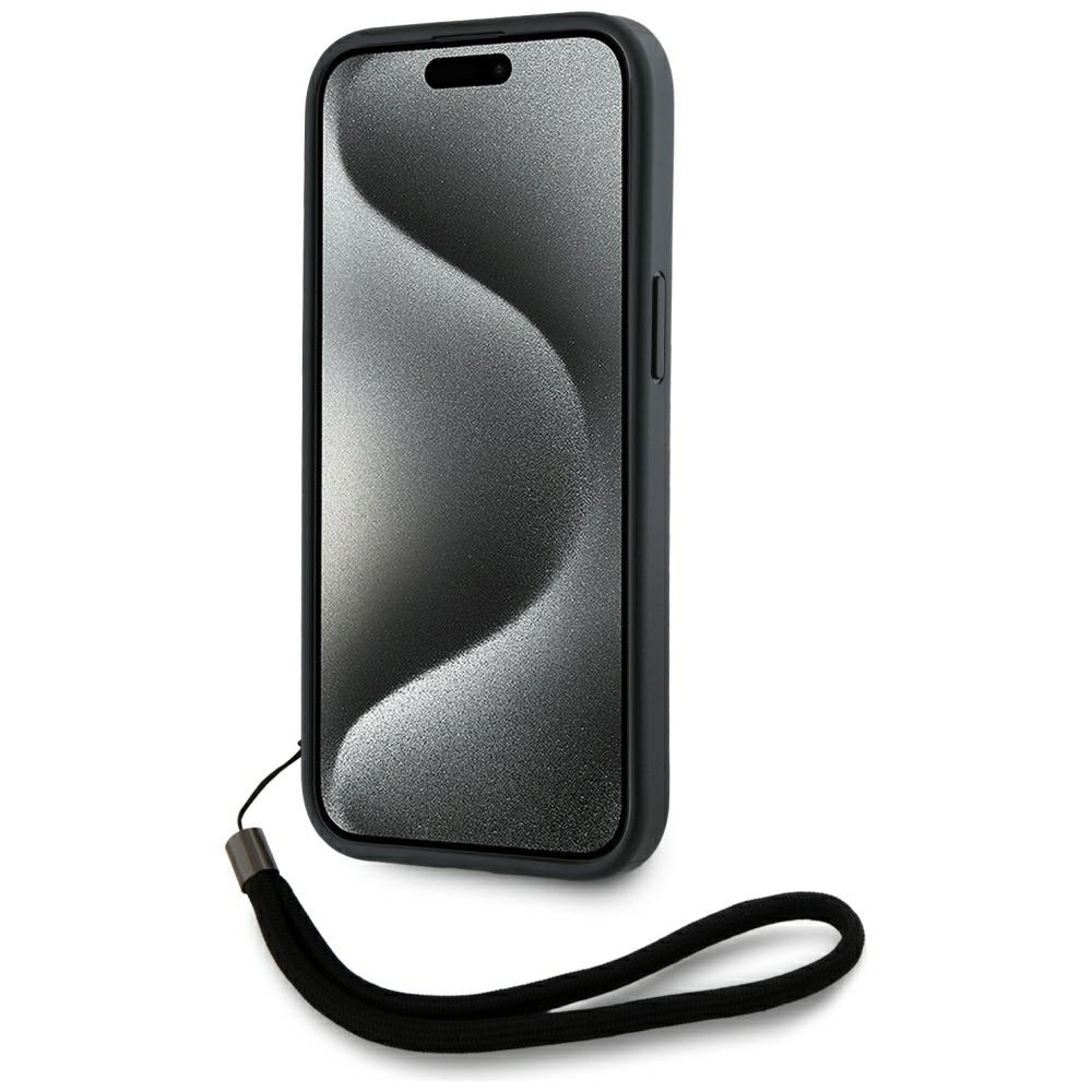Etui til Apple iPhone 15 Pro, Karl Lagerfeld, Saffiano Athleisure Stripes med Strop, Pink