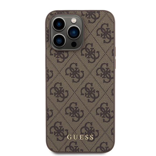 Etui til Apple iPhone 15 Pro Max, Guess, 4G Metal Gold Logo, Brun