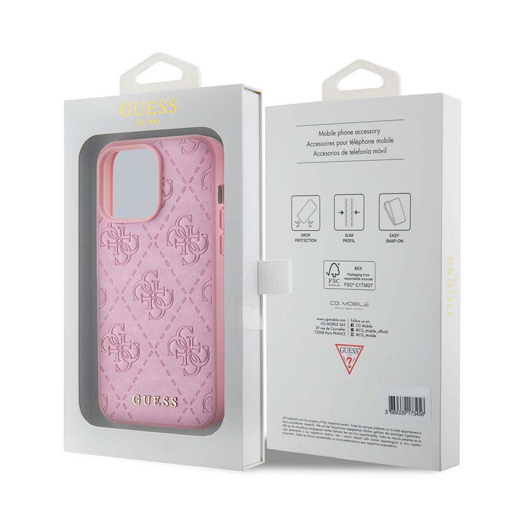 Etui til Apple iPhone 15 Pro Max, Guess, 4G Stamped, Pink