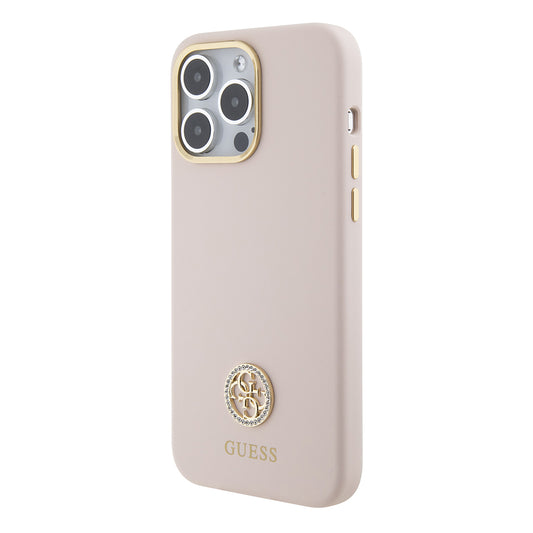 Etui til Apple iPhone 15 Pro Max, Guess, 4G Strass Metal Logo, Pink
