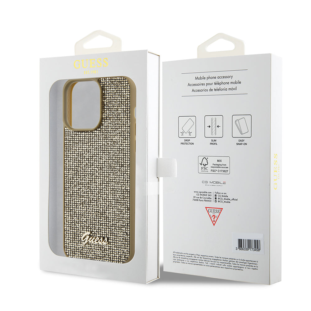 Etui til Apple iPhone 15 Pro Max, Guess, Disco Metal Script, Gylden