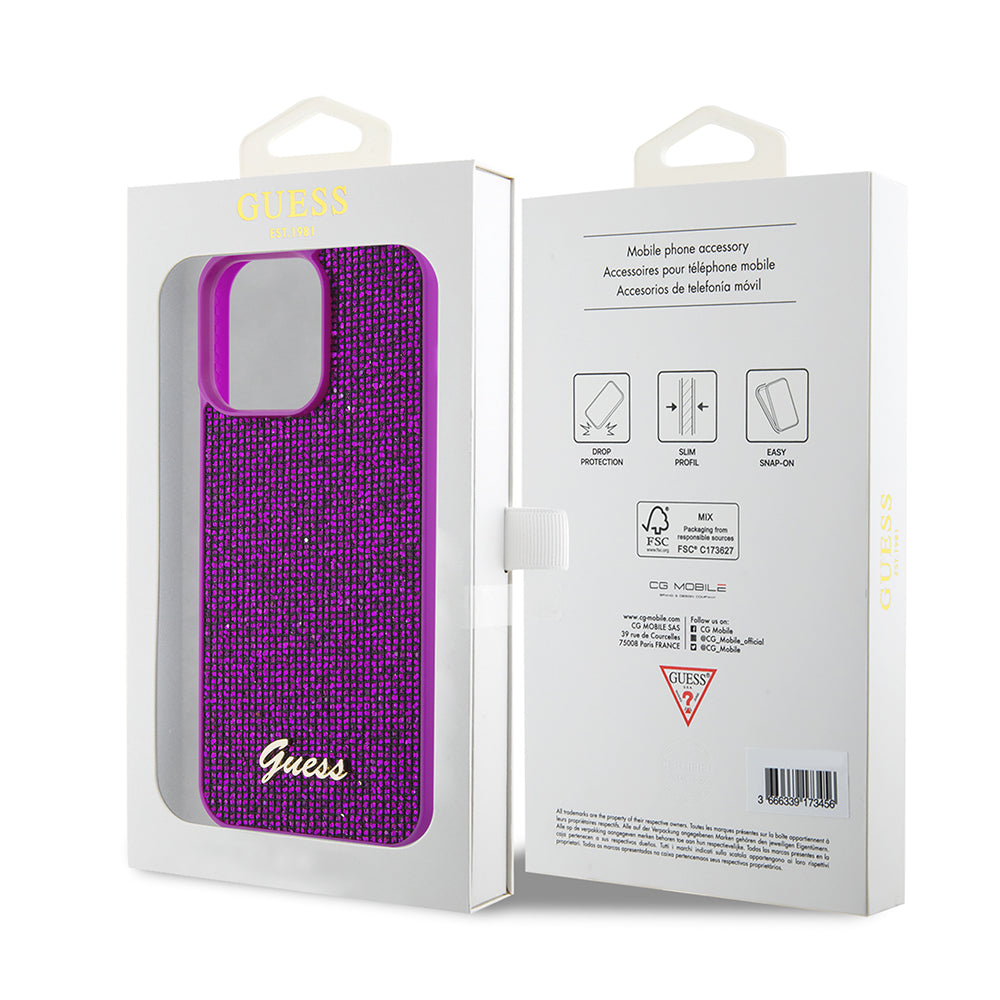 Etui til Apple iPhone 15 Pro Max, Guess, Disco Metal Script, Fuchsia
