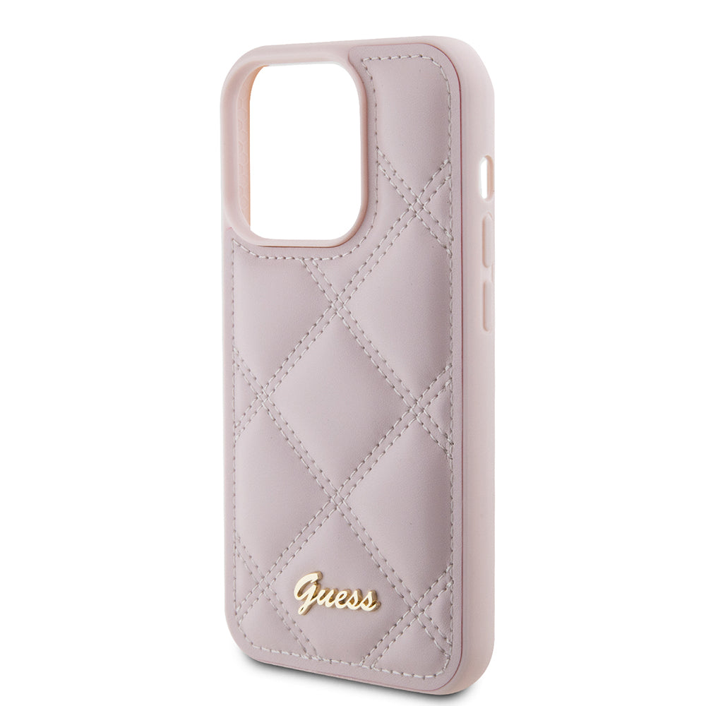 Etui til Apple iPhone 15 Pro Max, Guess, Quilted Metal Logo, Pink