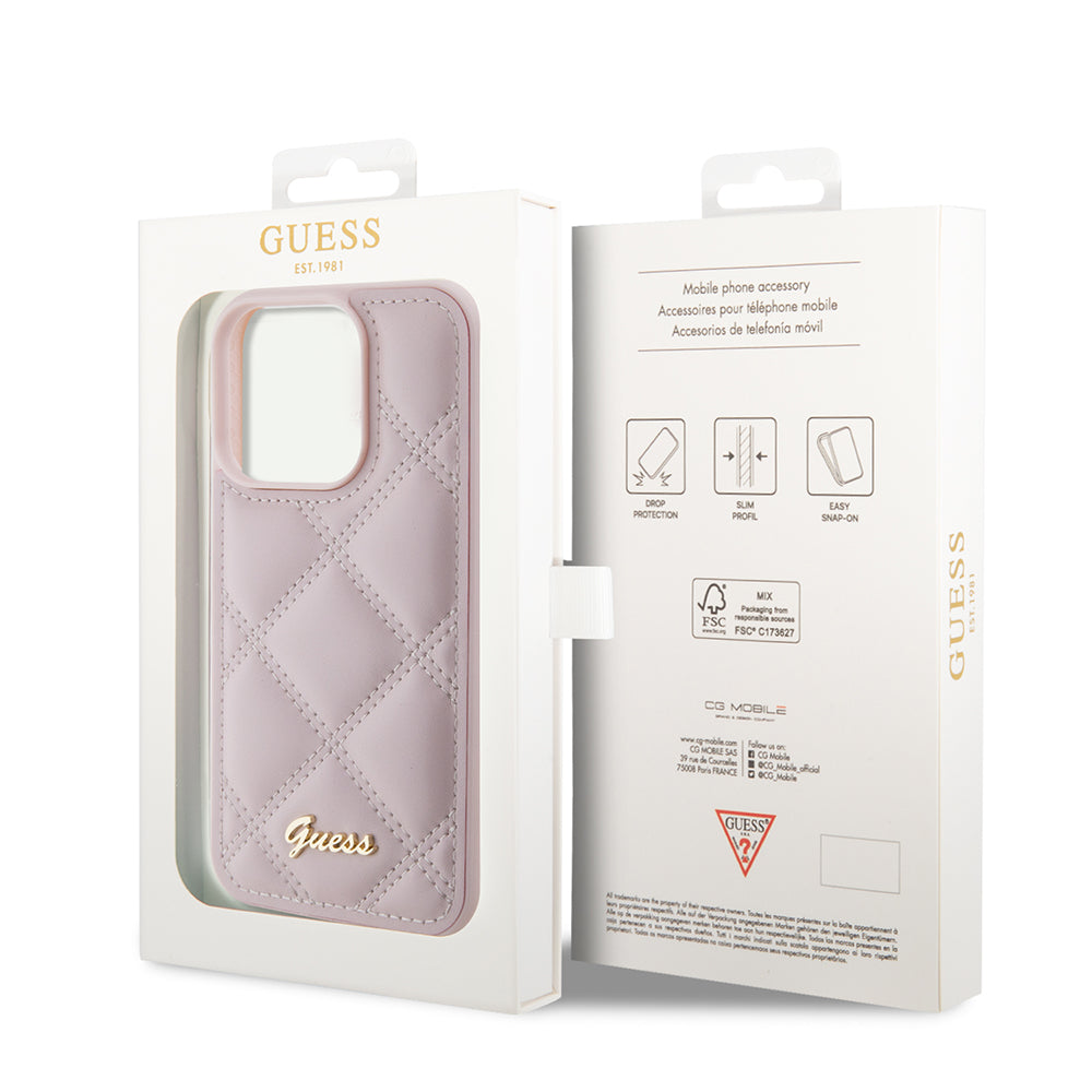 Etui til Apple iPhone 15 Pro Max, Guess, Quilted Metal Logo, Pink