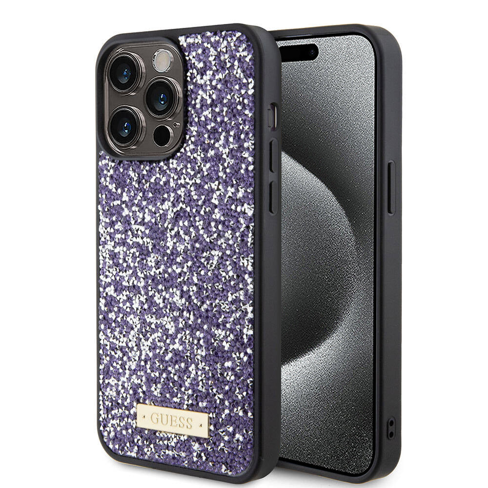 Etui til Apple iPhone 15 Pro, Guess, Rhinestone Metal Logo, Lilla