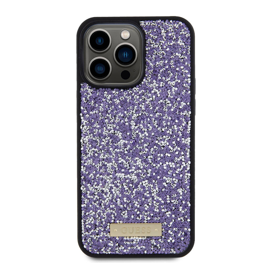 Etui til Apple iPhone 15 Pro, Guess, Rhinestone Metal Logo, Lilla