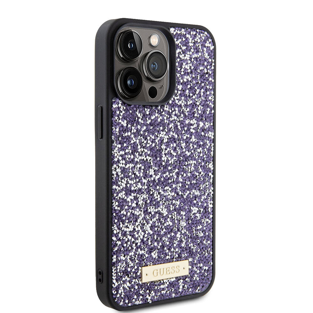 Etui til Apple iPhone 15 Pro, Guess, Rhinestone Metal Logo, Lilla