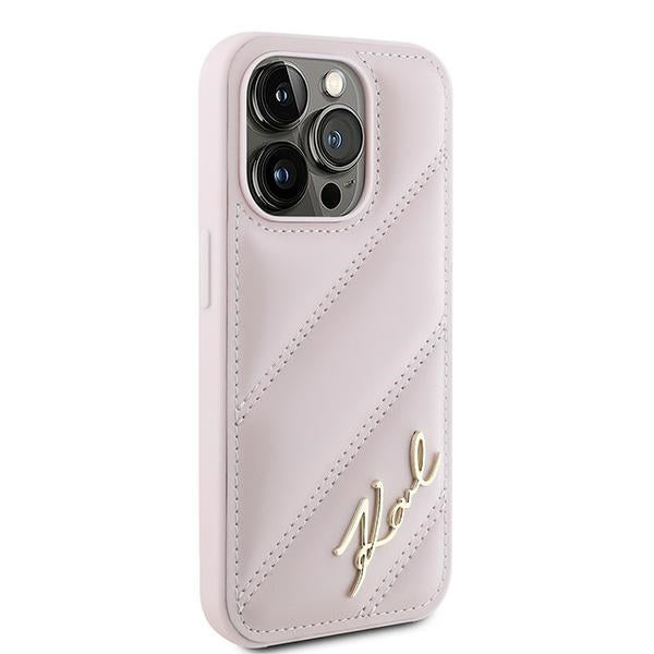 Etui til Apple iPhone 15 Pro Max, Karl Lagerfeld, Diagonal Quilted Script, Pink