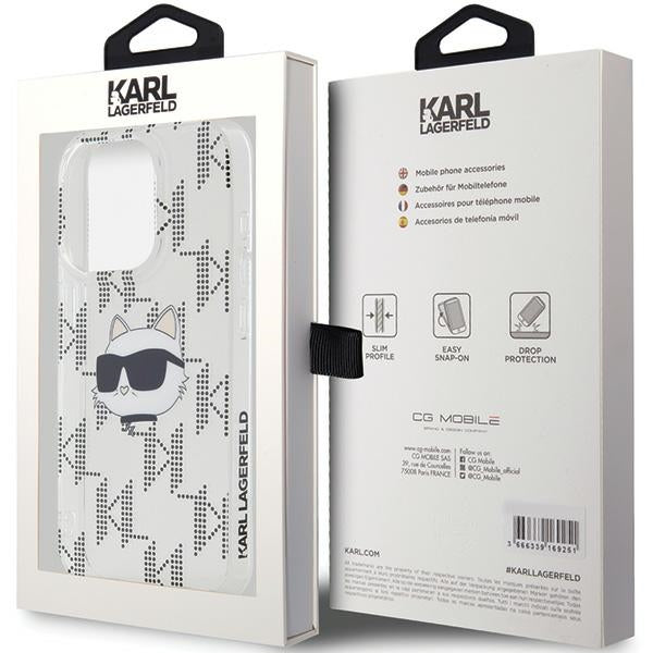 Cover til Apple iPhone 15 Pro Max, Karl Lagerfeld, IML Electroplated Choupette Head, Transparent