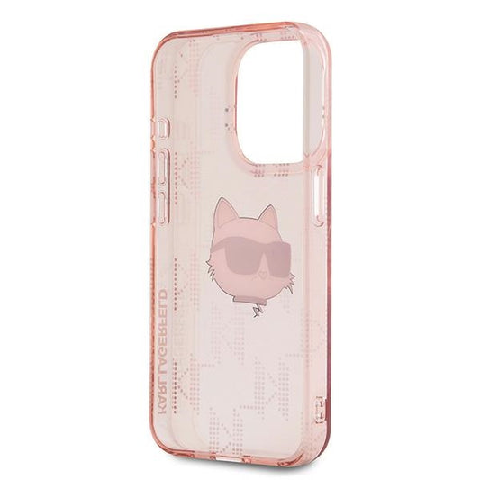 Etui til Apple iPhone 15 Pro Max, Karl Lagerfeld, IML Luxury Monogram Choupette's Head, Pink