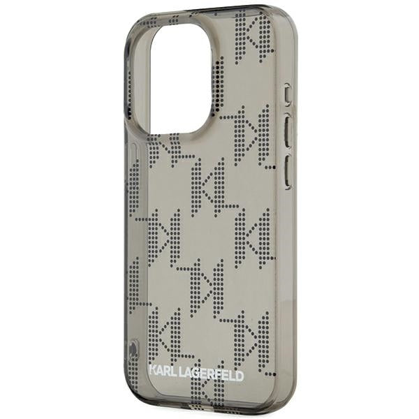 Etui til Apple iPhone 15 Pro Max, Karl Lagerfeld, IML Luxury Monogram KL Mønster med Strop, Sort
