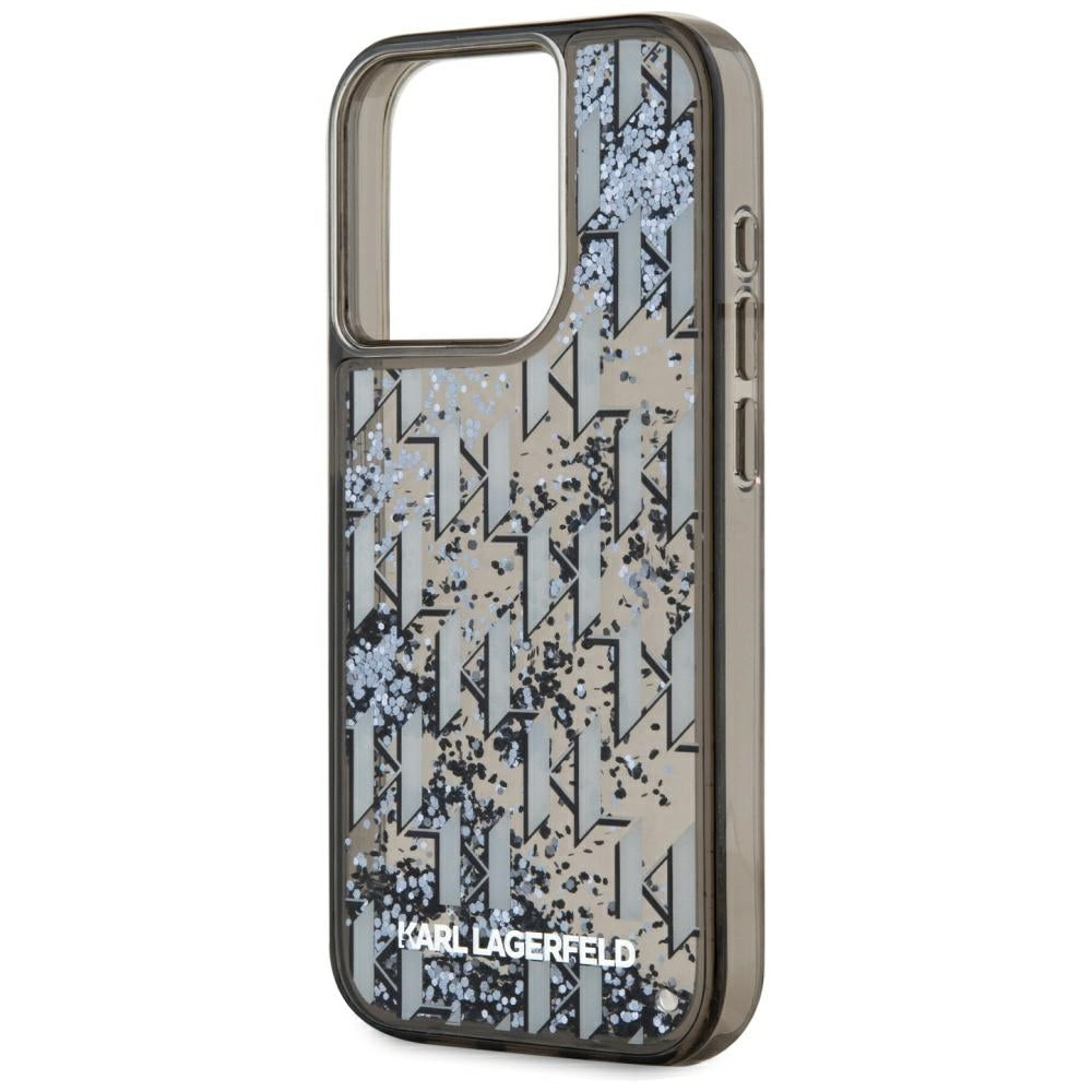 Etui til Apple iPhone 15 Pro Max, Karl Lagerfeld, Liquid Glitter Monogram, Sort