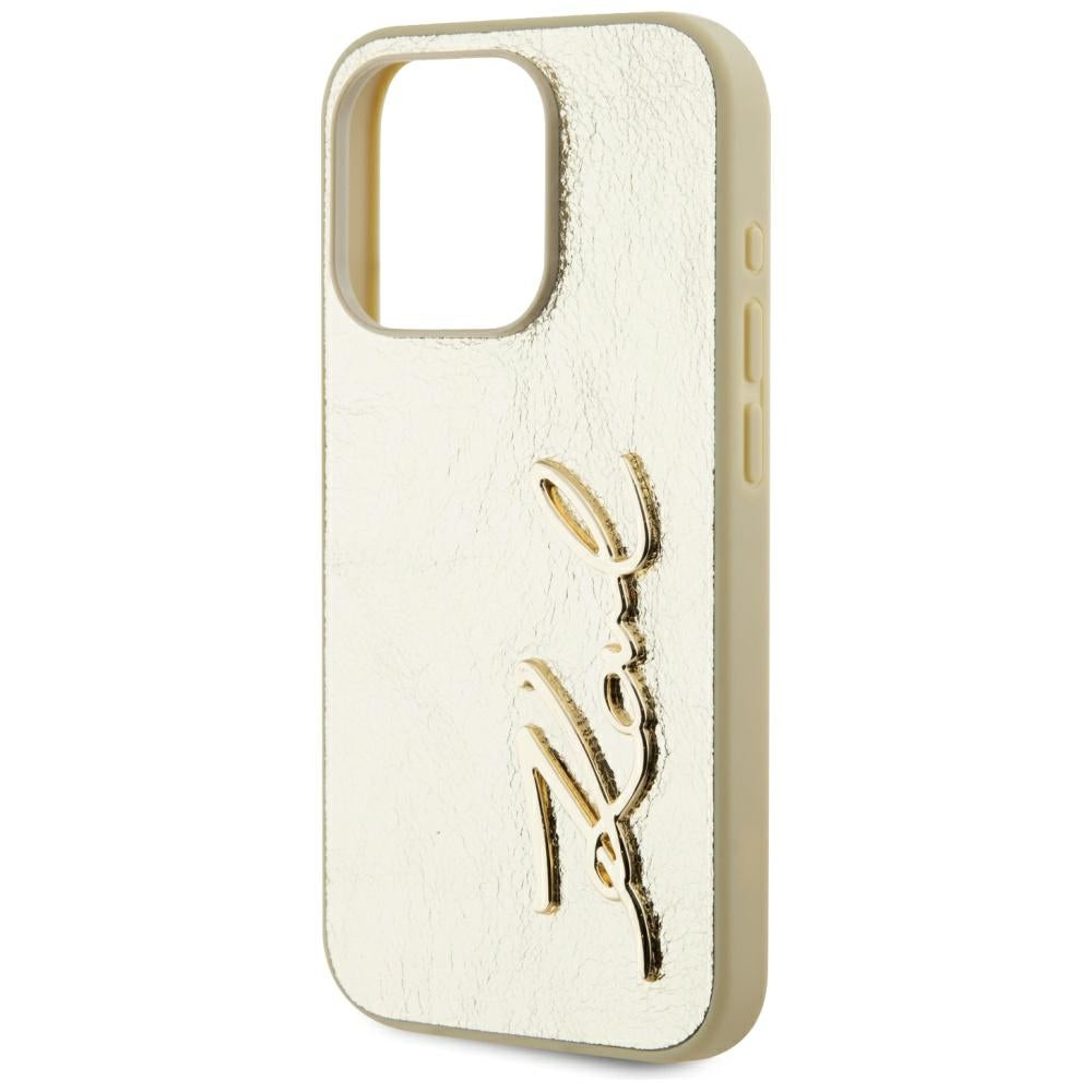 Etui til Apple iPhone 15 Pro Max, Karl Lagerfeld, Metal Signature, Gylden