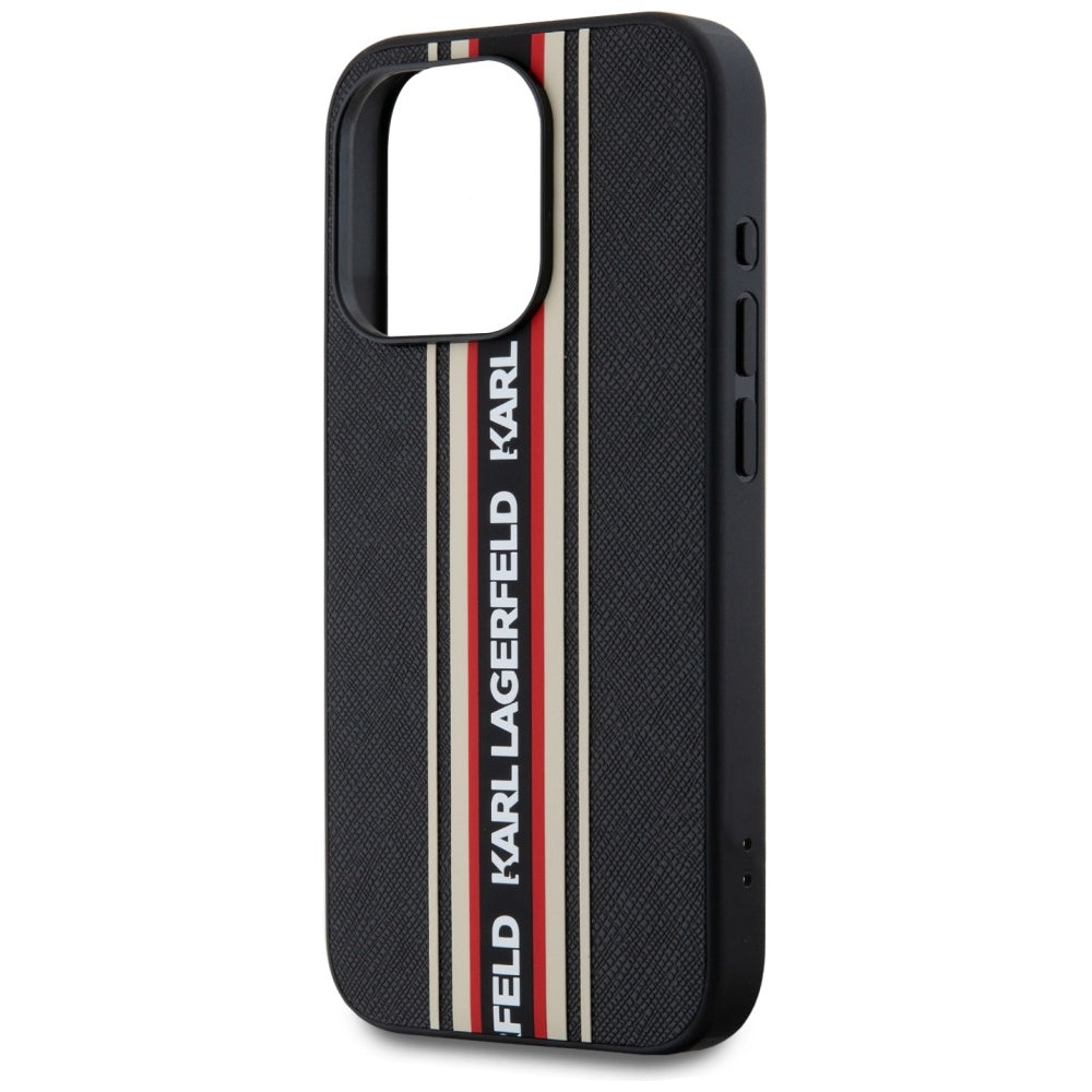 Etui til Apple iPhone 15 Pro Max, Karl Lagerfeld, Saffiano Athleisure Stripes med Strop, Rosie